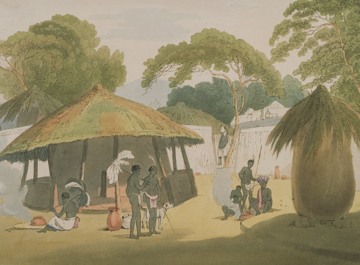 Village africain, publié en 1806 (lithographie) - W. Alexander