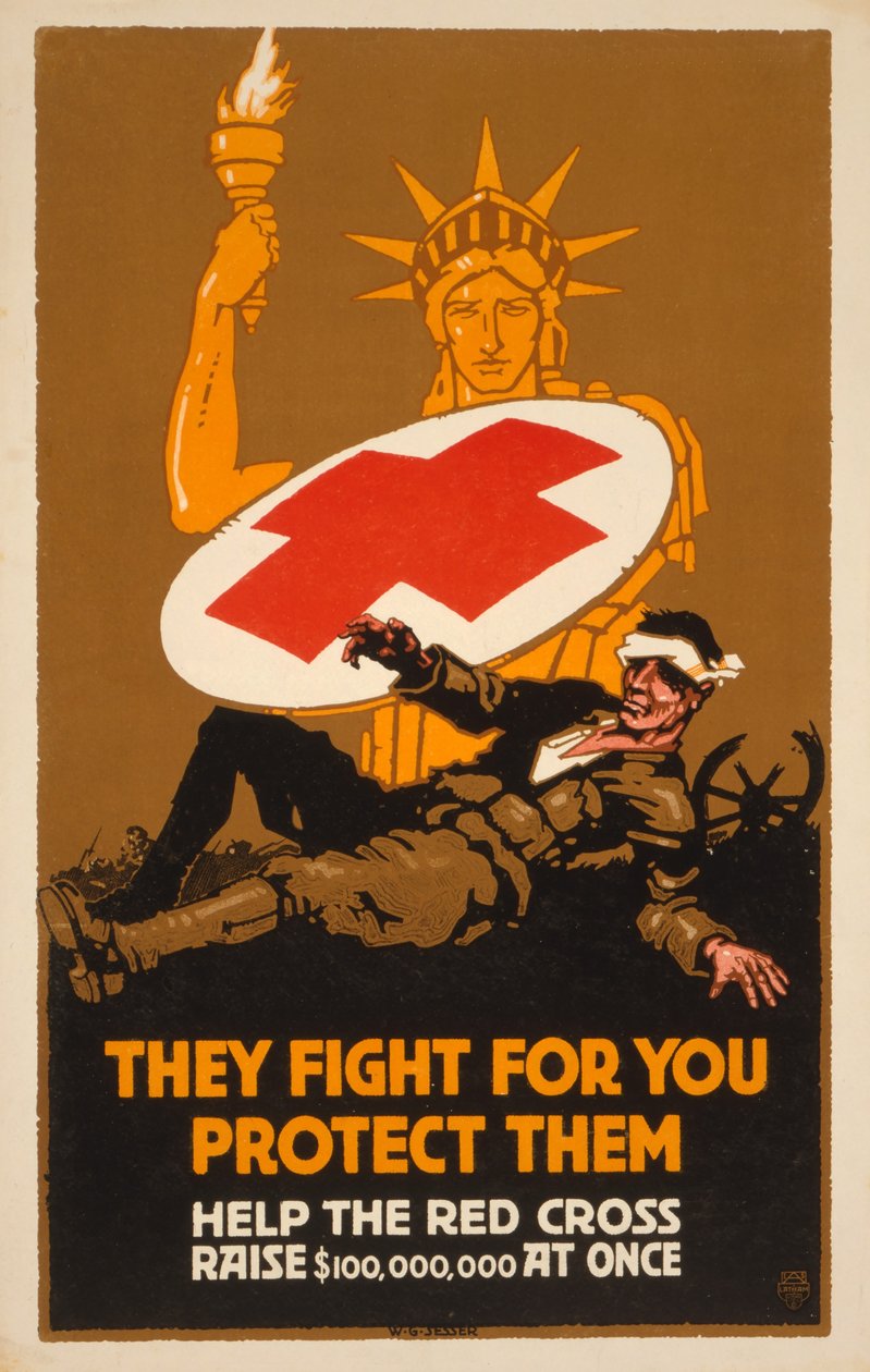 Affiche de collecte de fonds pour la Croix-Rouge, pub. 1917 - W. G. Sesser