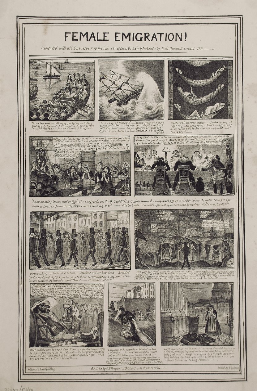 Émigration féminine!, imprimé par R. Redman pour G.S. Tregear, 90 Cheapside, Londres, octobre 1834 - W. Newman