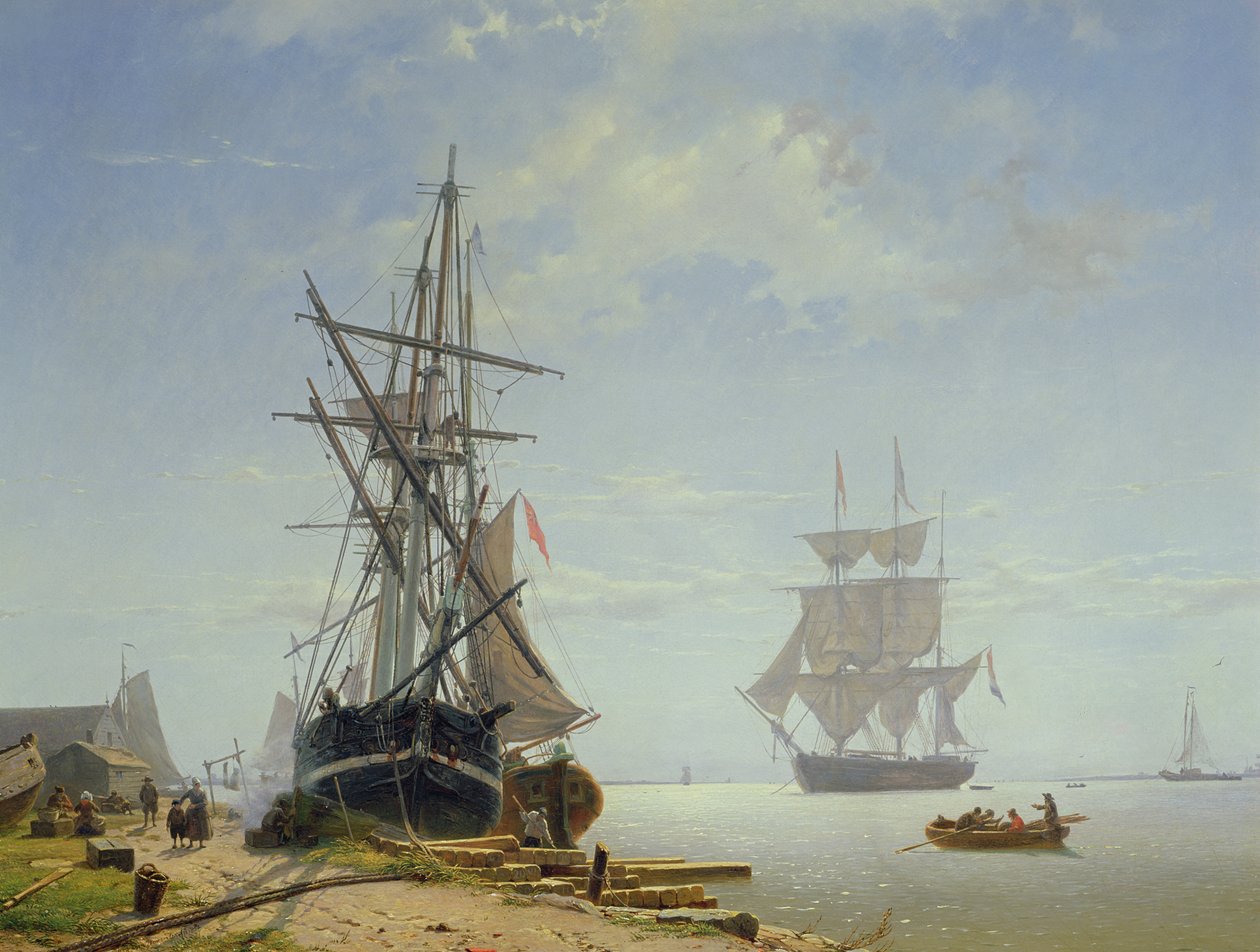 Navires dans un estuaire néerlandais, XIXe siècle - W.A. van Deventer