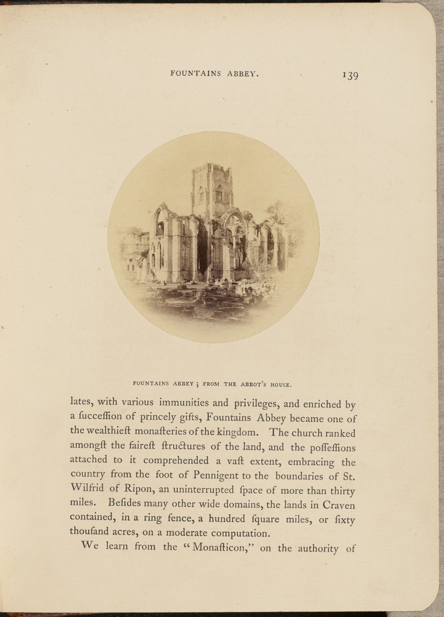 Abbaye de Fountains ; depuis la maison de l