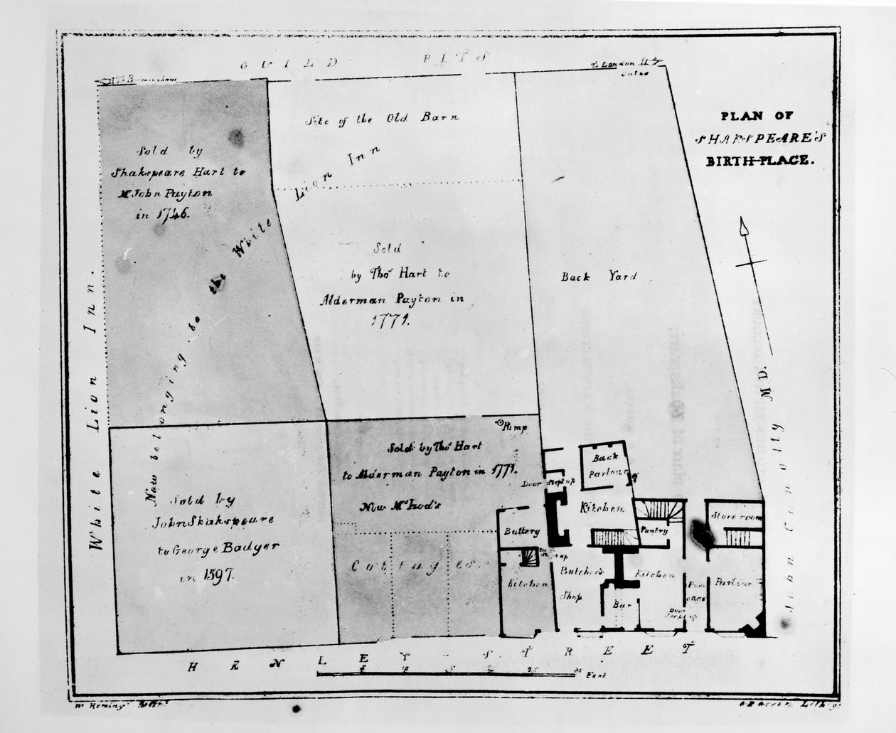 Plan du lieu de naissance de Shakespeare - W. Heming