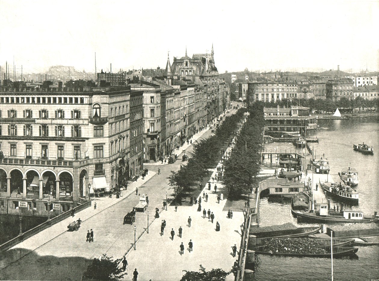 Le Jungfernstieg, Hambourg, Allemagne, 1895 - W and S Ltd