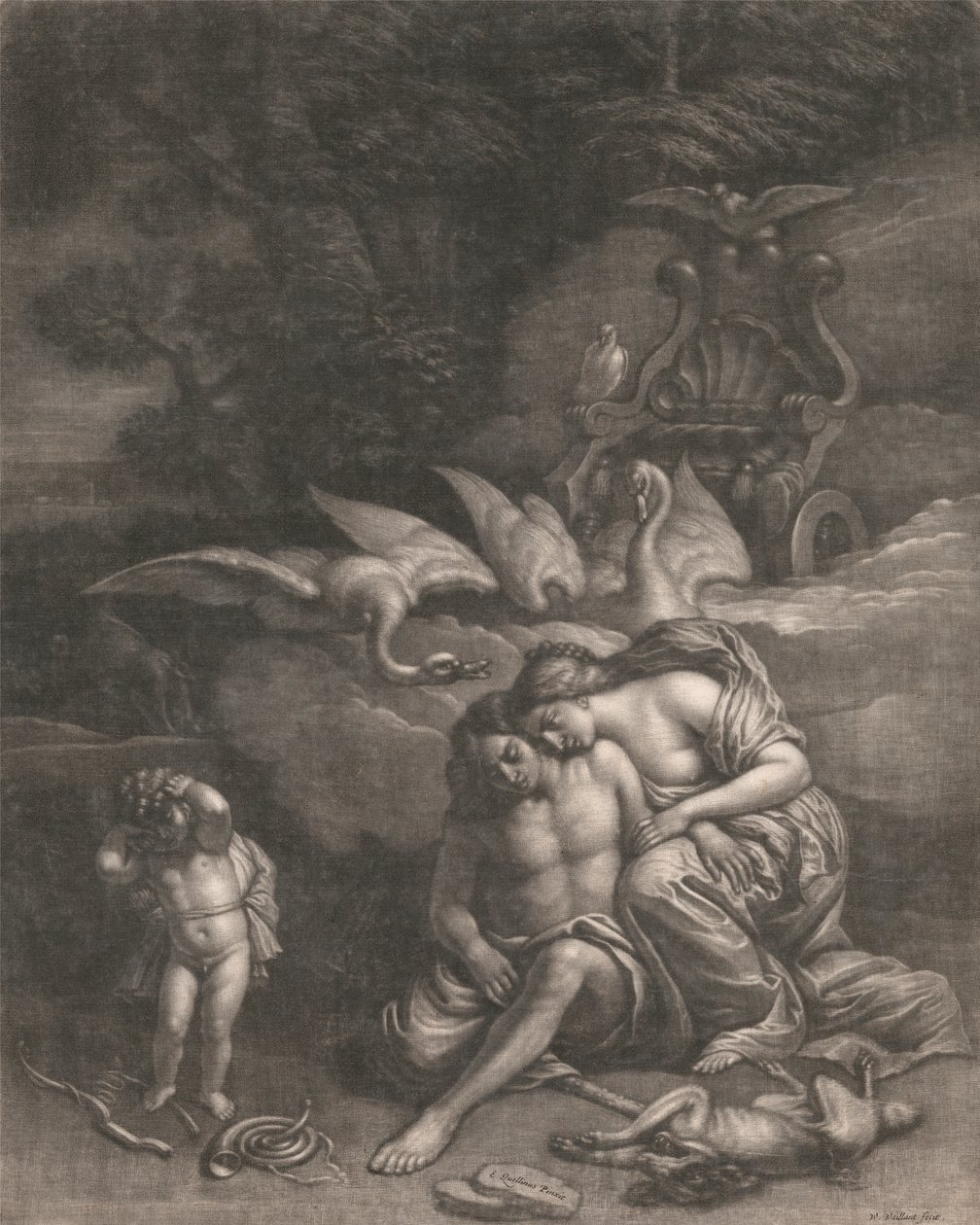 Adonis meurt dans les bras de Vénus - Wallerant Vaillant