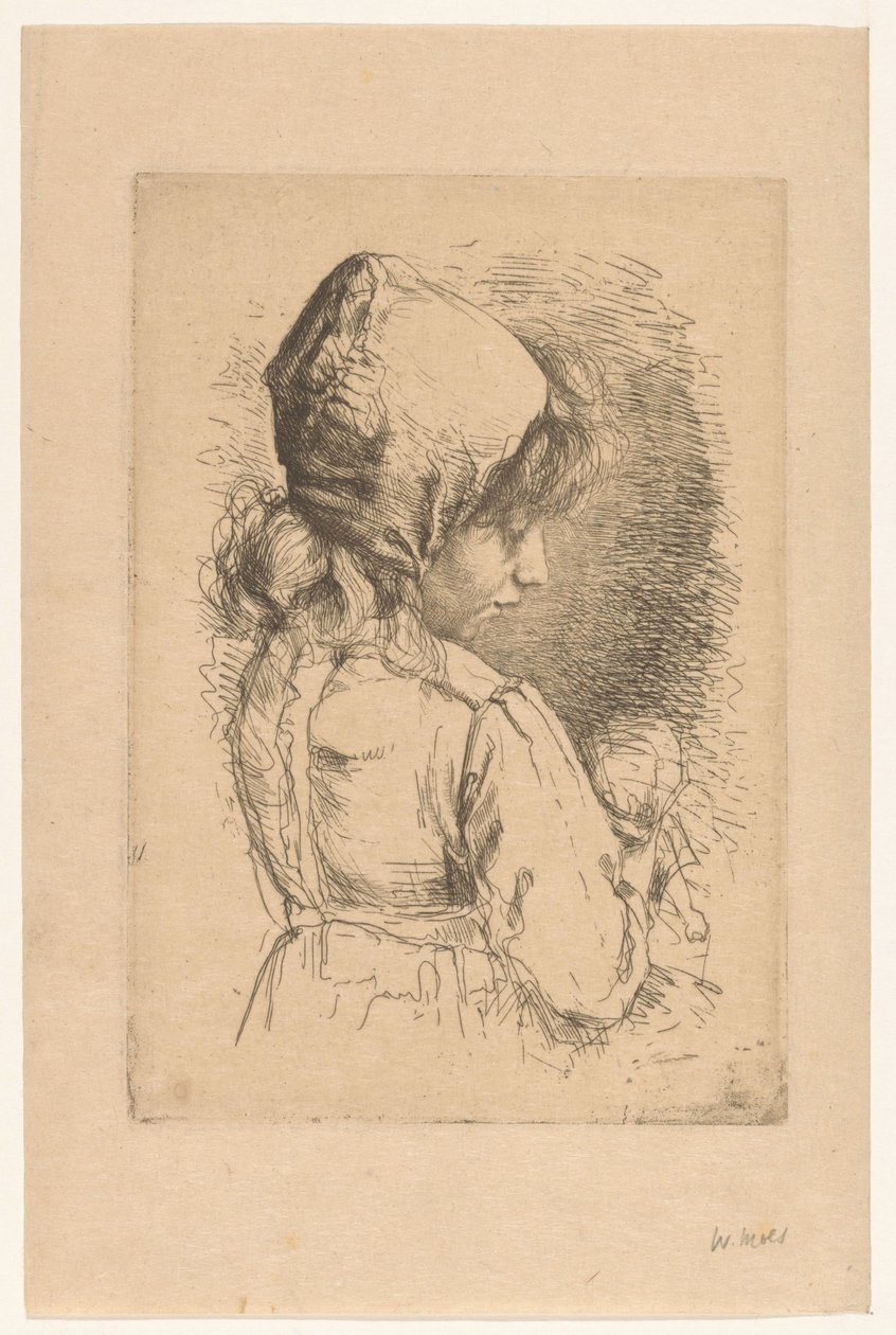 Fille avec bonnet sur la tête - Wally Moes