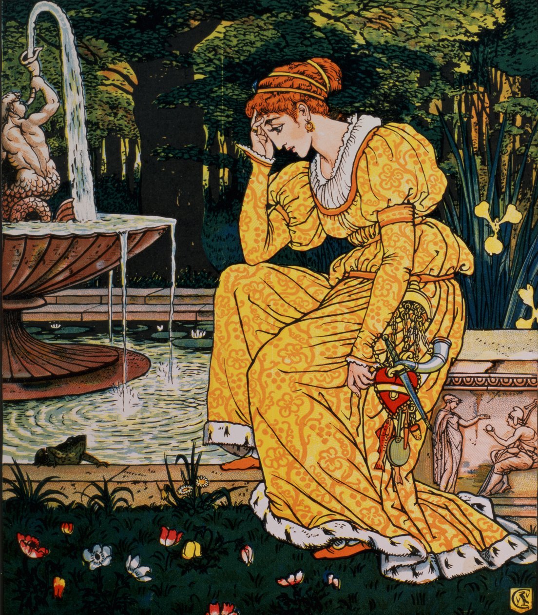 Le prince grenouille et la jeune fille, pub.1874 - Walter Crane