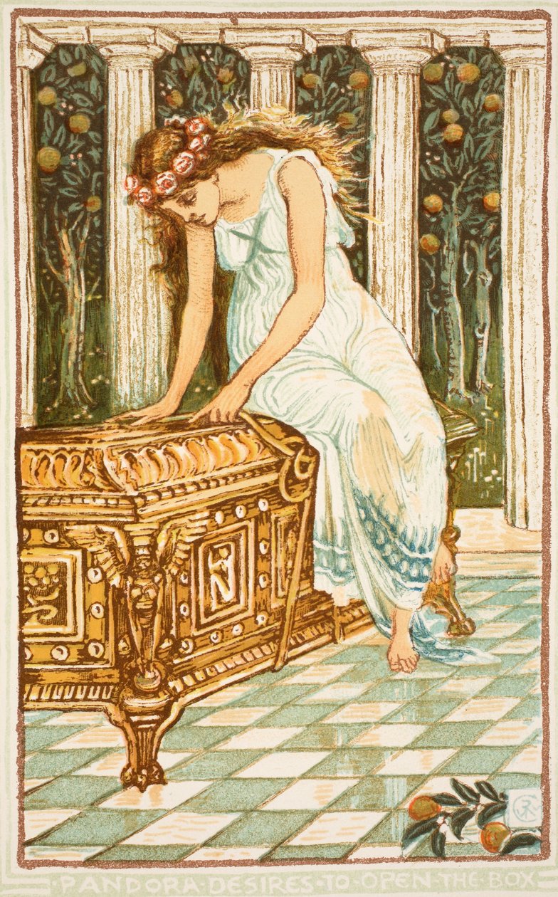 Pandora désire ouvrir la boîte, illustration de 