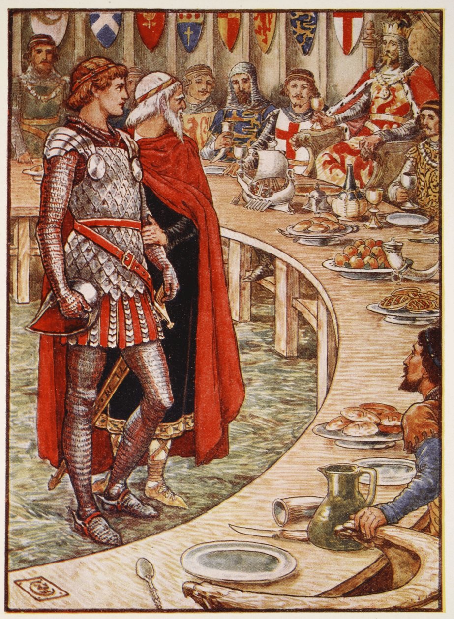 Sir Galahad est amené à la cour du roi Arthur, de 