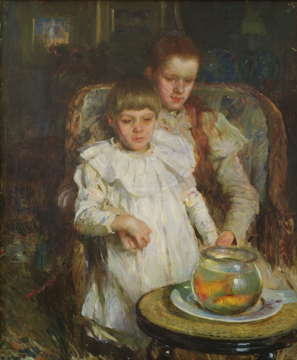 Le bocal à poissons rouges - Walter Frederick Osborne