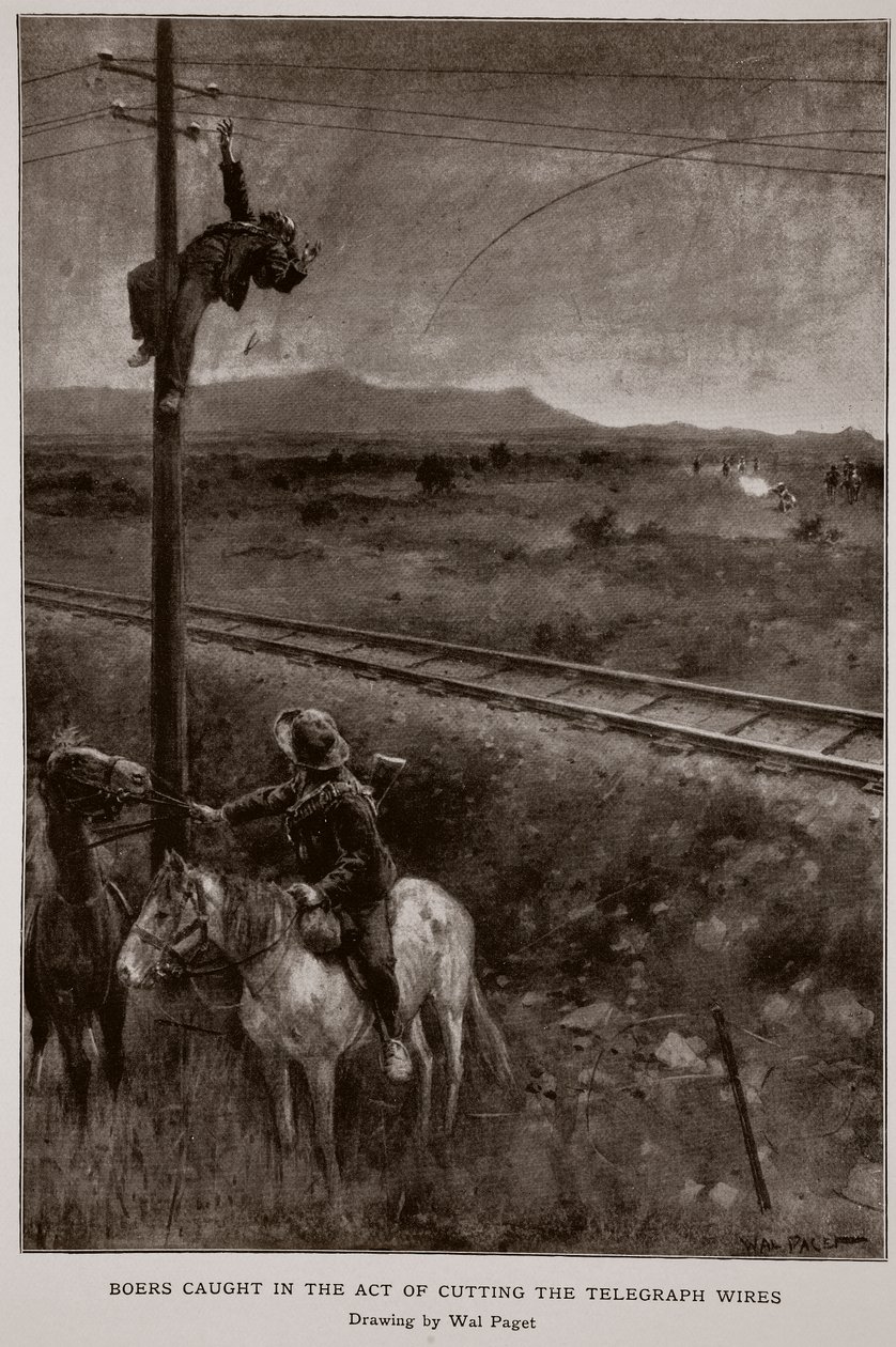 Boers pris en flagrant délit de couper les fils télégraphiques - Walter Stanley Paget