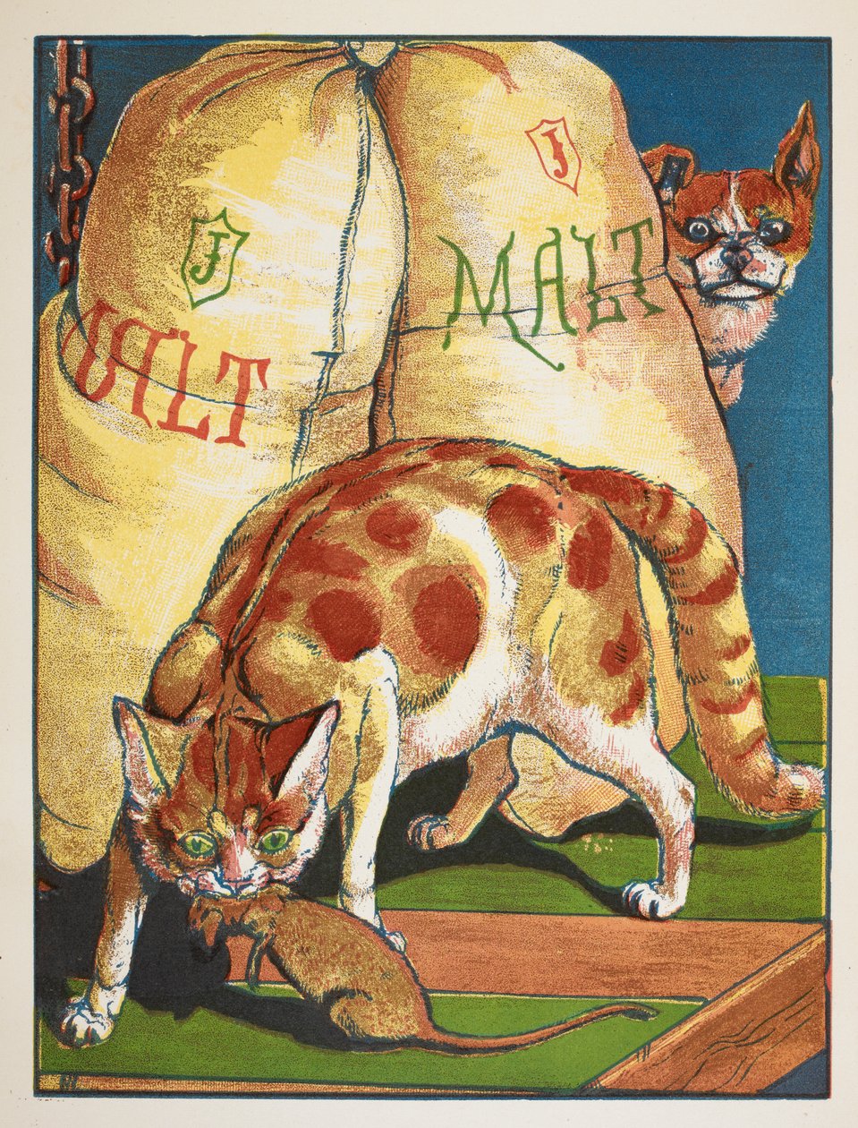 Un chat tuant un rat - Walter Crane