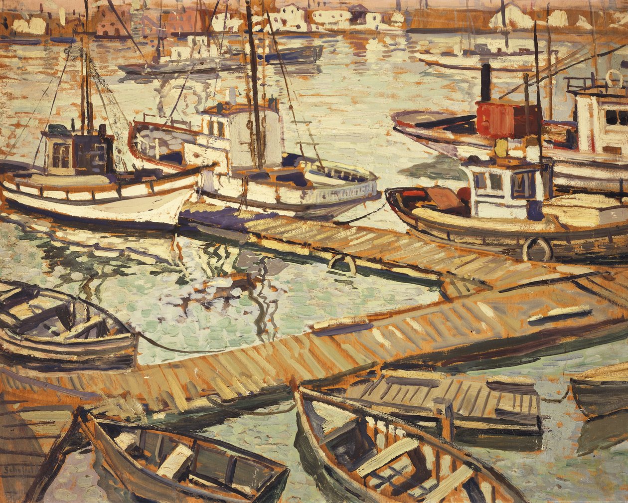 Le bassin à bateaux à Santa Barbara - Walter Elmer Schofield