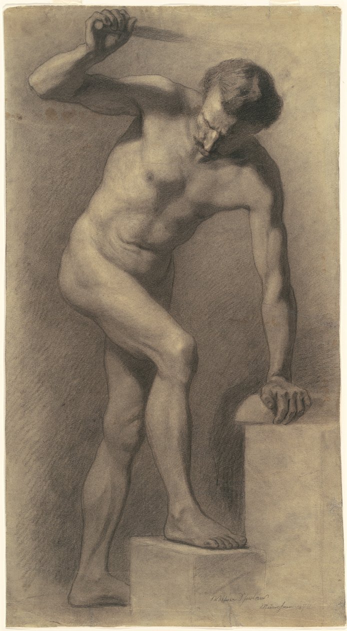 Nu masculin sur des marches - Walter Shirlaw