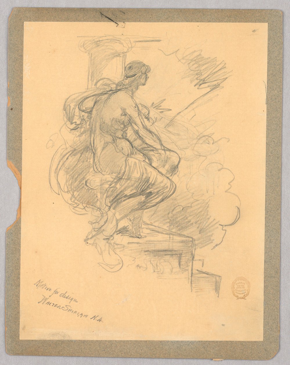 Femme Assise (Motif pour Design) - Walter Shirlaw