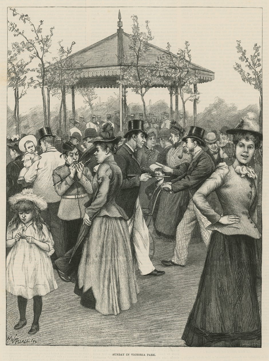Dimanche à Victoria Park (gravure) - Walter Westley Russell