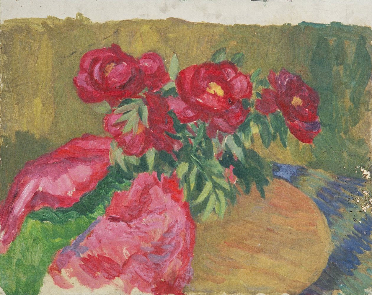 Pivoines sur une table - Walther Gamerith