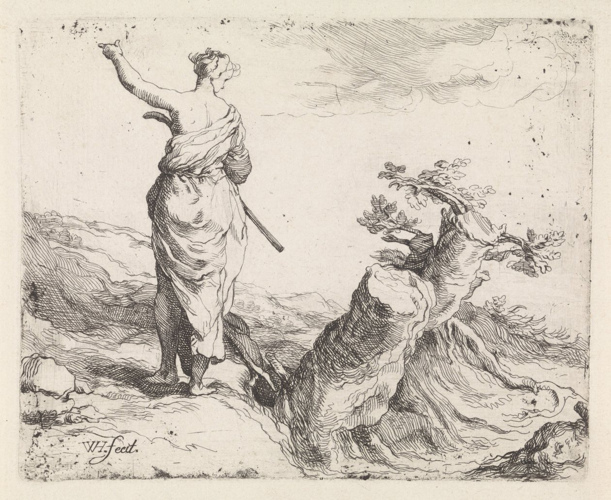 Paysage avec femme près d