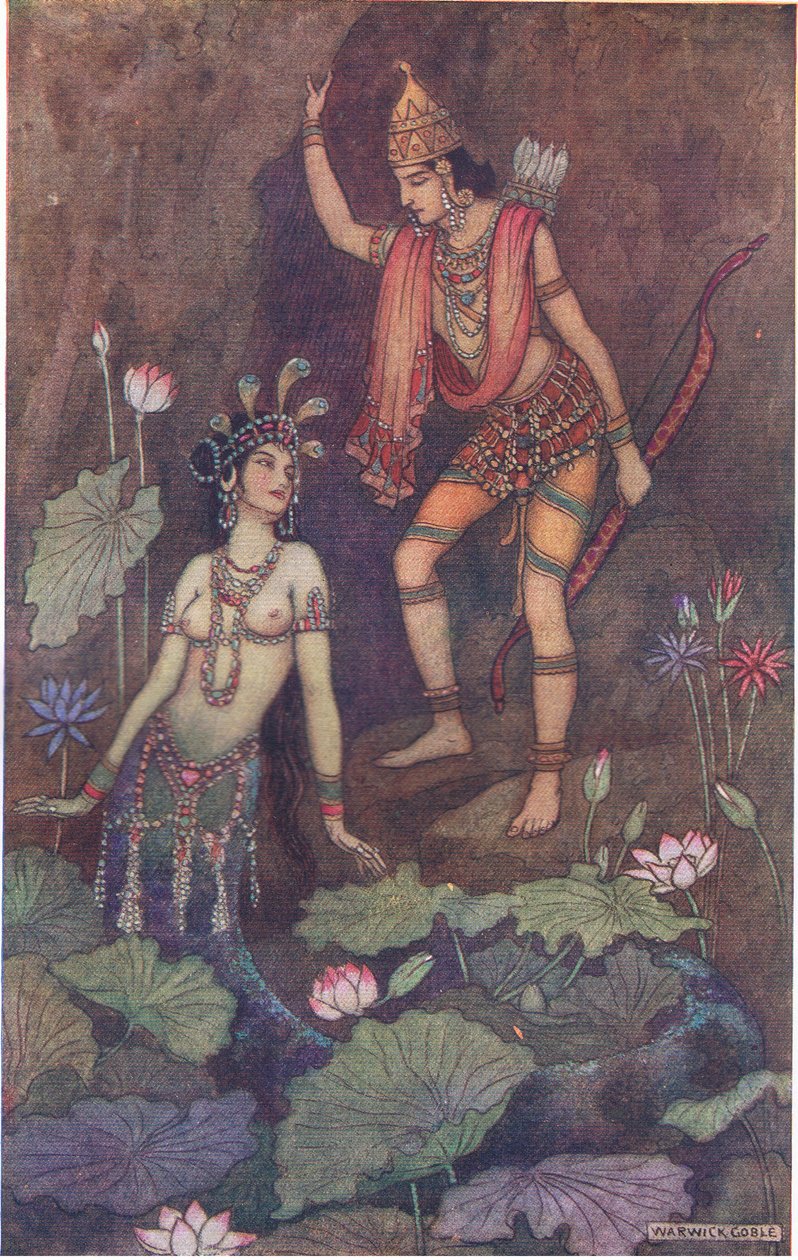 Arjuna et la nymphe de la rivière - Warwick Goble