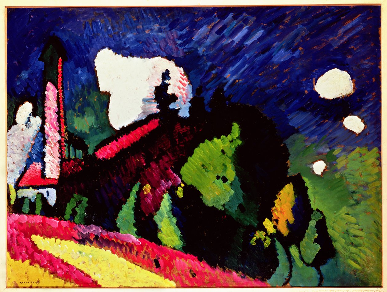 Paysage avec un clocher, 1909 - Wassily Kandinsky
