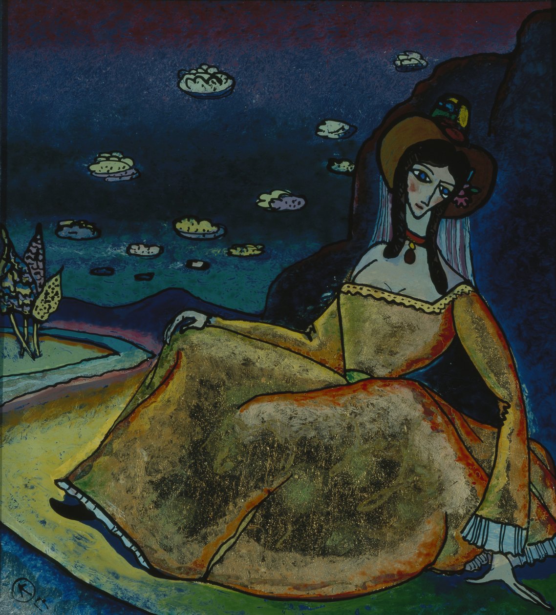 Dame en robe dorée - Wassily Kandinsky