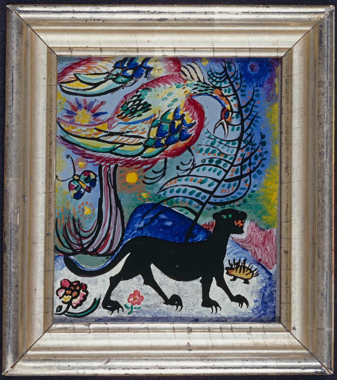 Oiseau fantastique et panthère noire - Wassily Kandinsky
