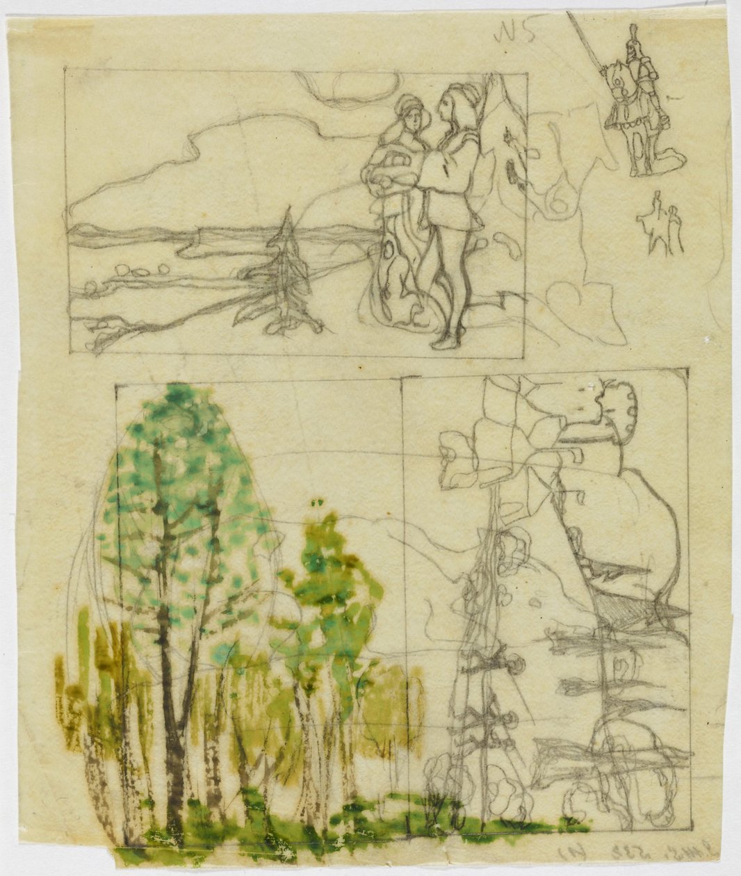 Feuille de croquis avec des thèmes médiévaux - Wassily Kandinsky