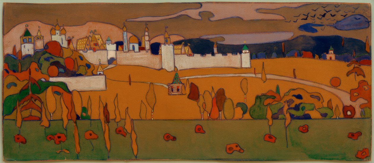 Ville fortifiée dans un paysage d