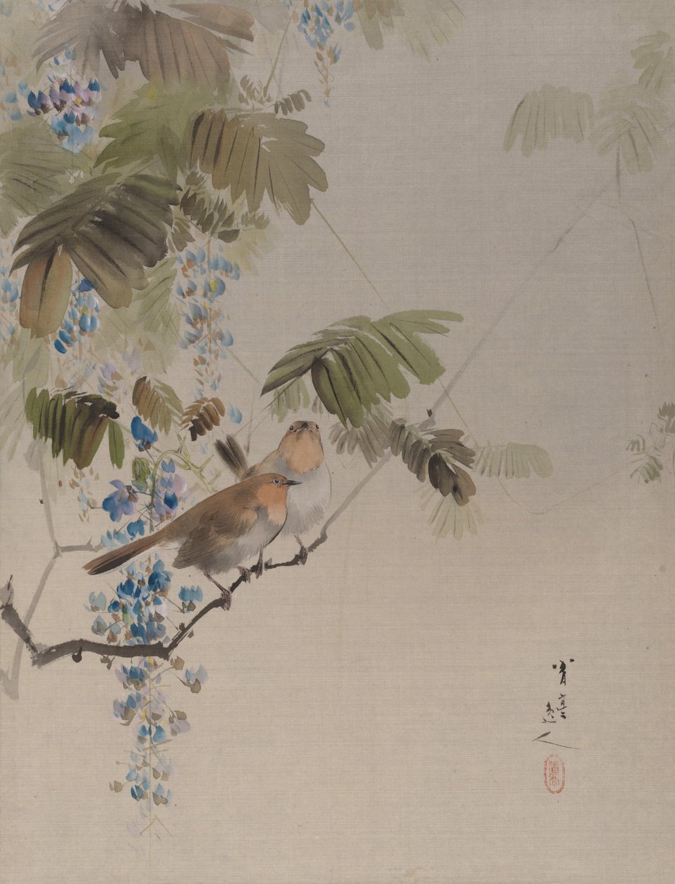 Oiseaux et fleurs, vers 1887 - Watanabe Seitei