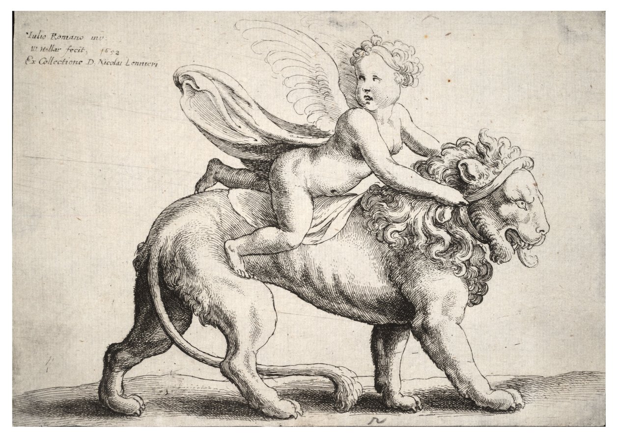 Cupidon sur un lion, d