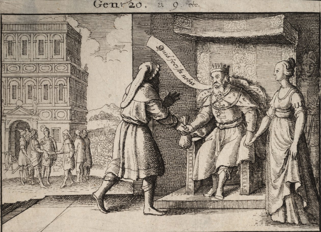 Abimélec réprimandant Abraham. État 1 - Wenceslaus Hollar