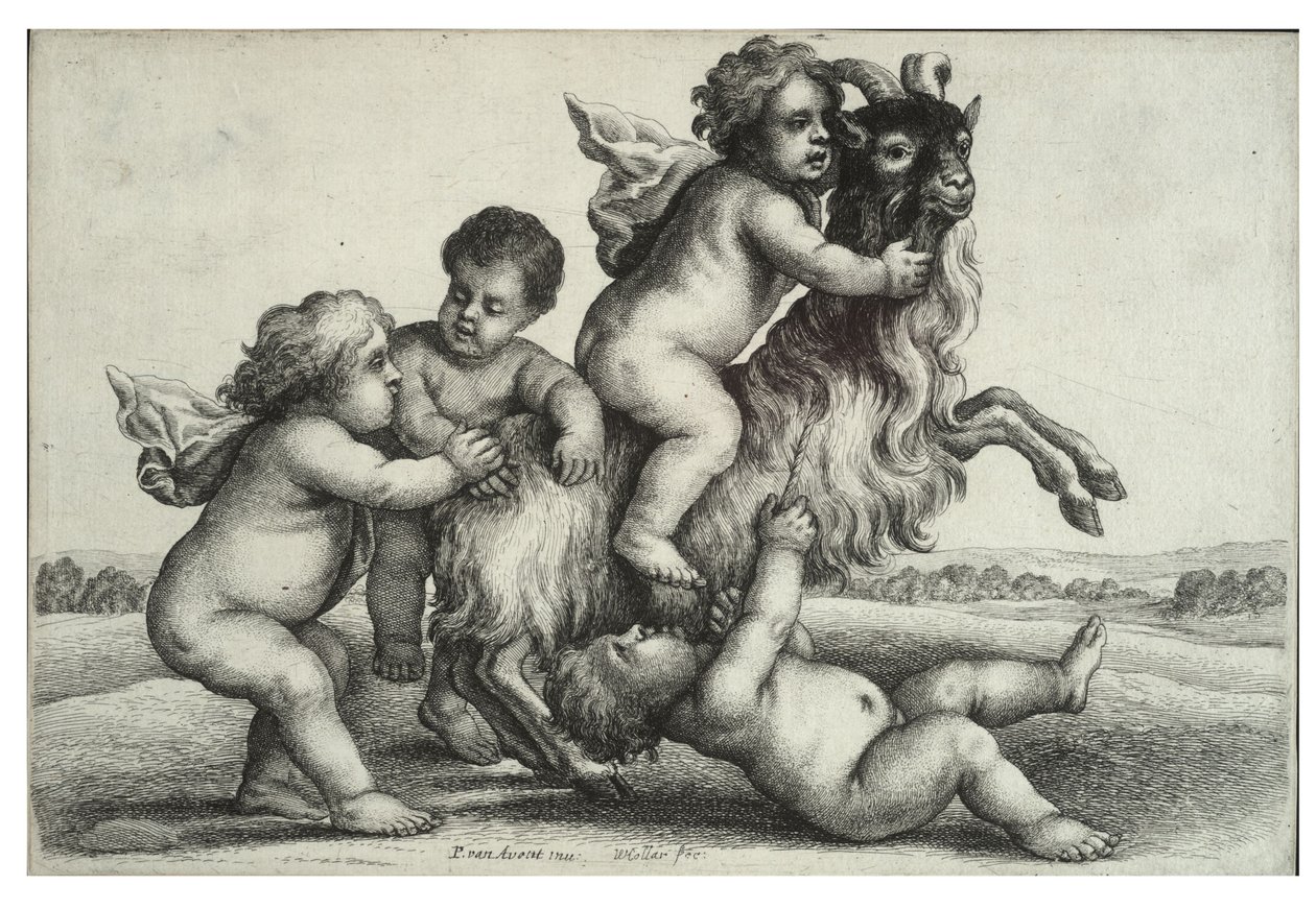 Quatre petits garçons et une chèvre - Wenceslaus Hollar