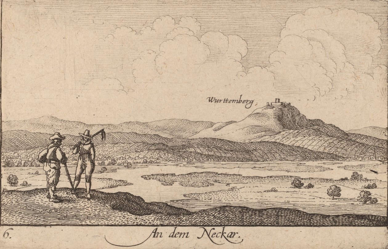 Sur le Neckar, 1635 - Wenceslaus Hollar