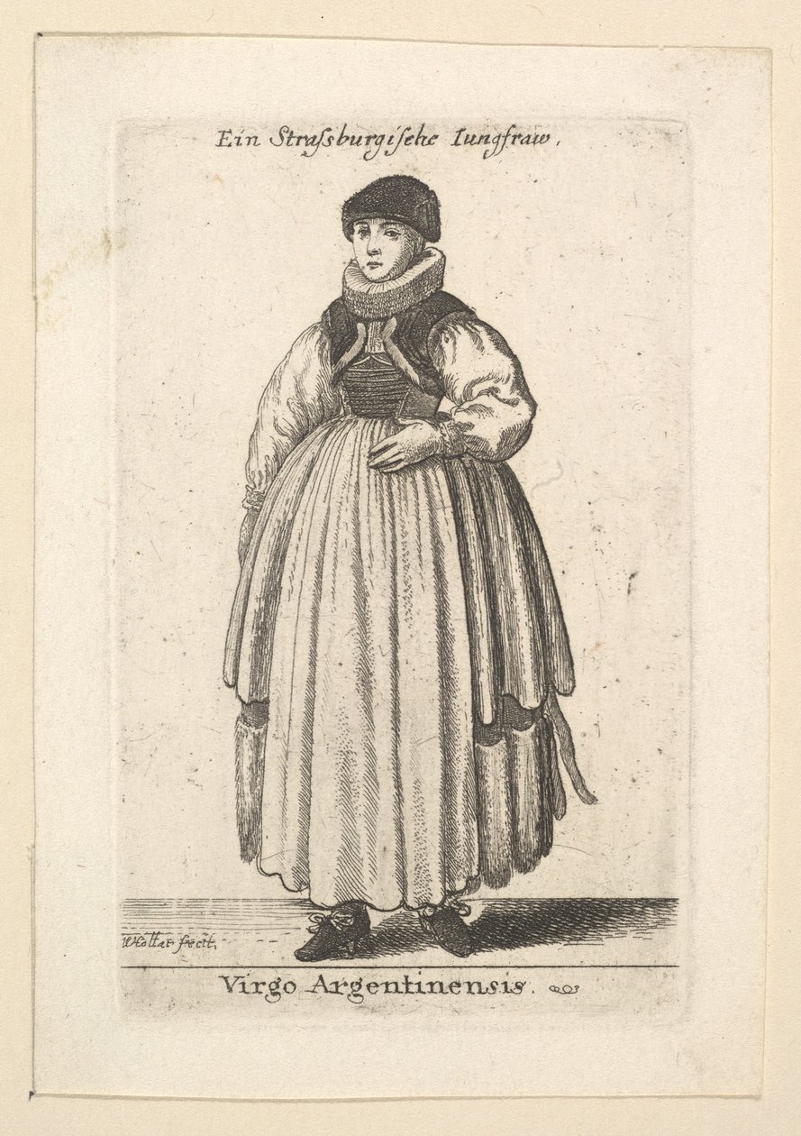 Virgo Argentinensis. Femme non mariée de Strasbourg - Wenceslaus Hollar
