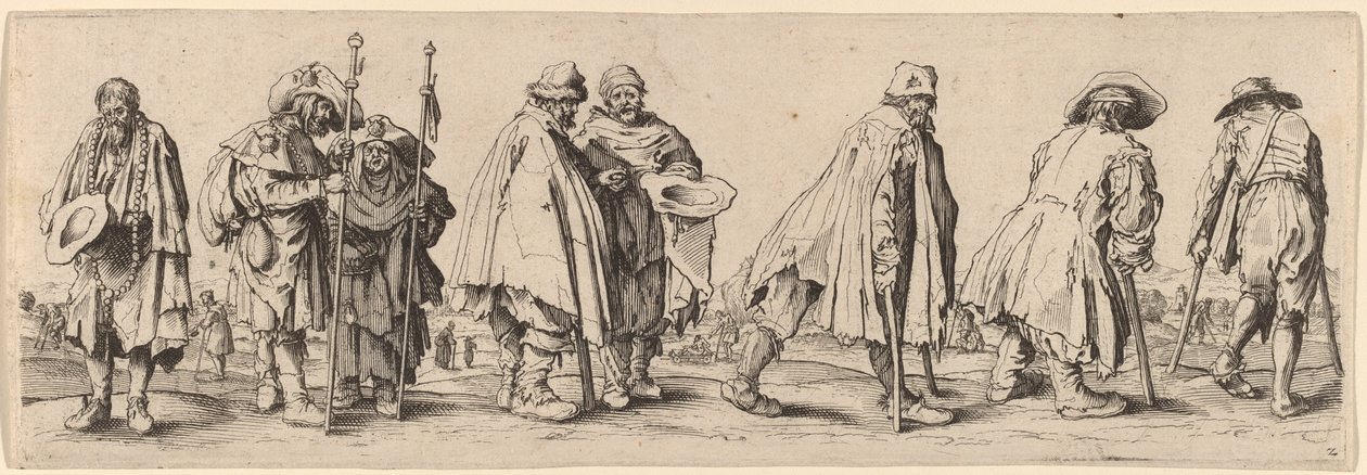 Huit mendiants - Wenceslaus Hollar after Jacques Callot