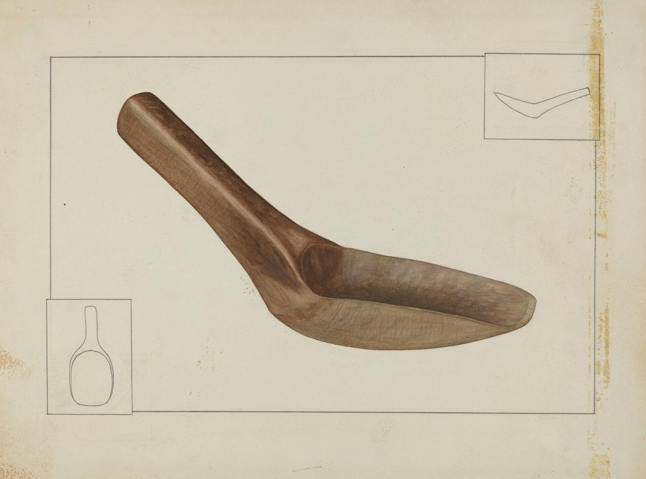 Cuillère en bois carrée, vers 1937 - Wilbur M Rice