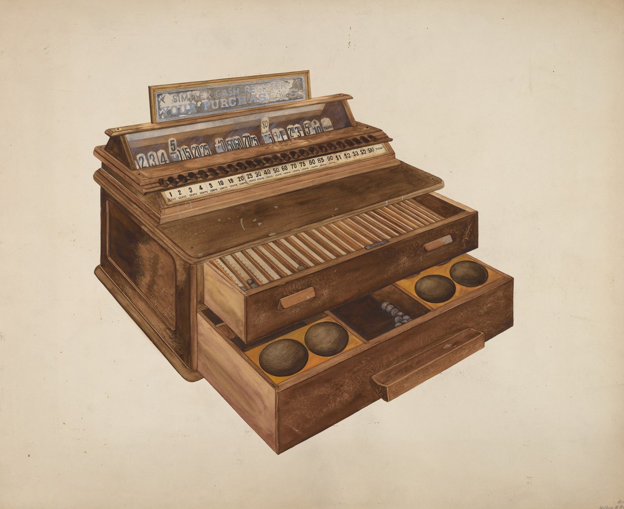 Caisse enregistreuse en bois - Wilbur M Rice