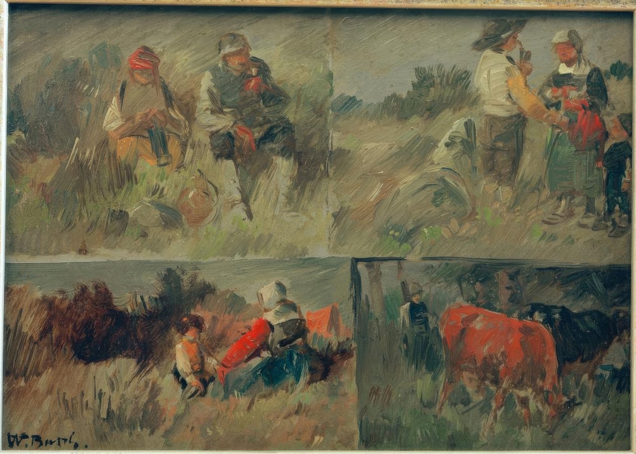 Image de collection : quatre scènes rurales - Wilhelm Busch