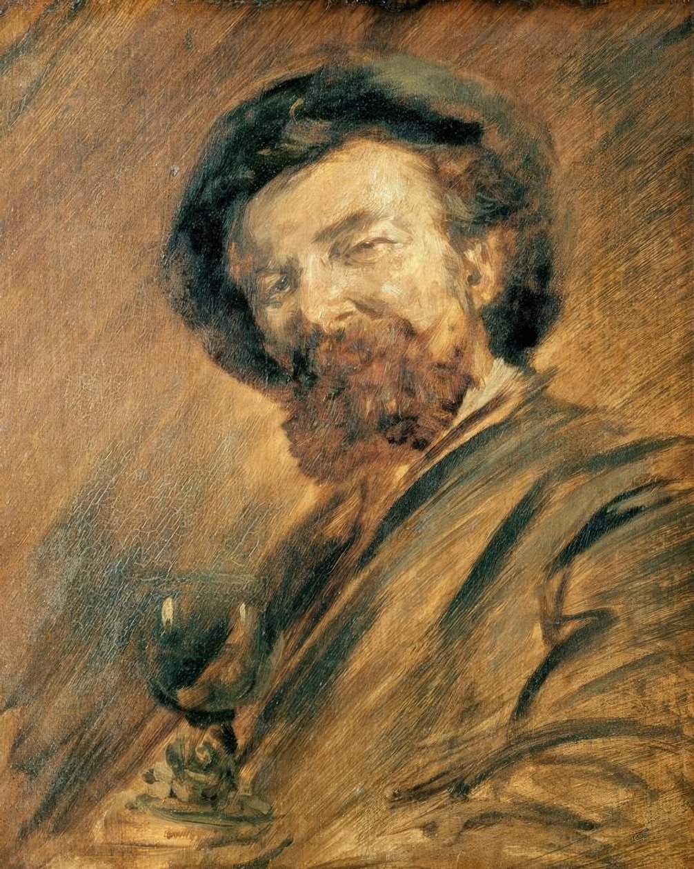 Autoportrait avec un verre de vin - Wilhelm Busch