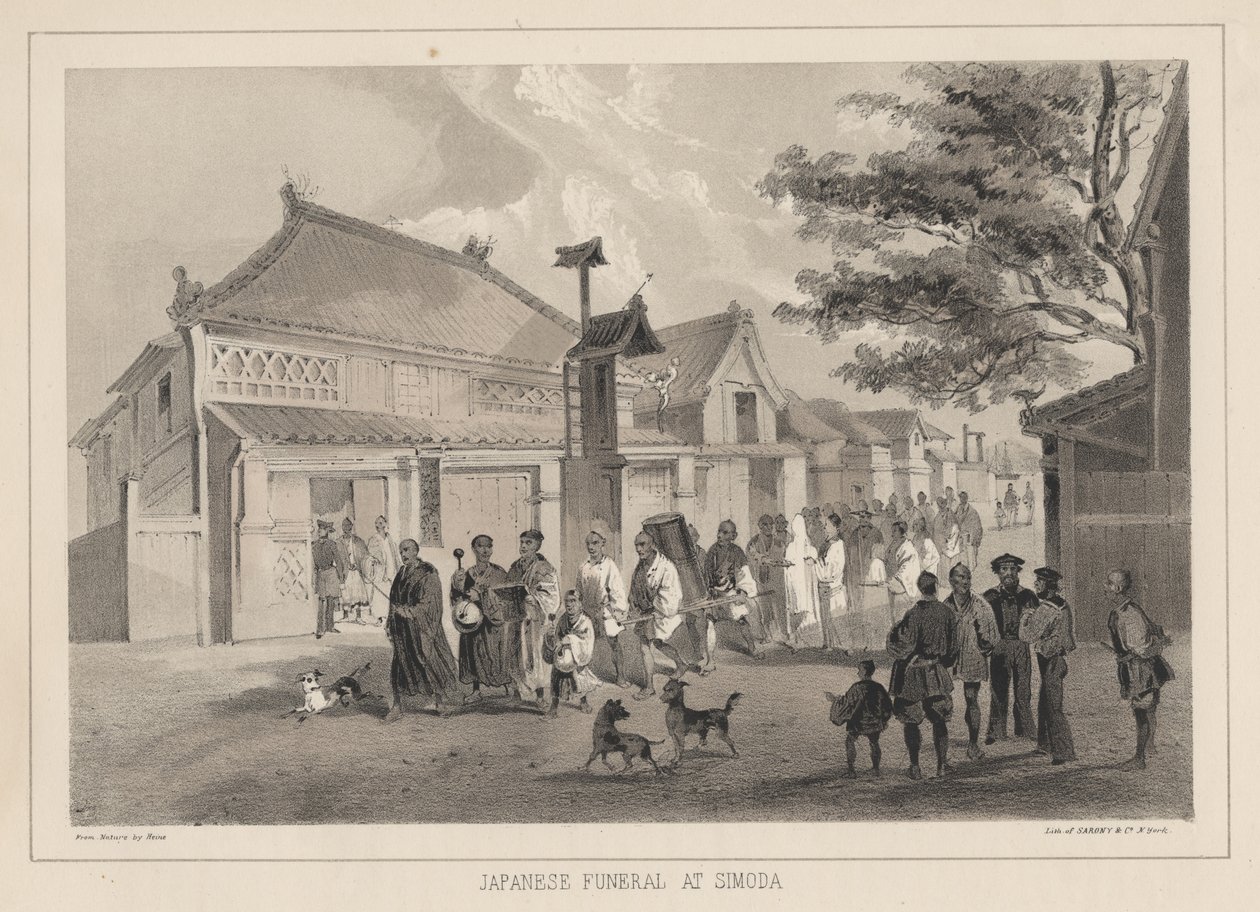 Funérailles japonaises à Simoda, 1855 - Wilhelm Joseph Heine