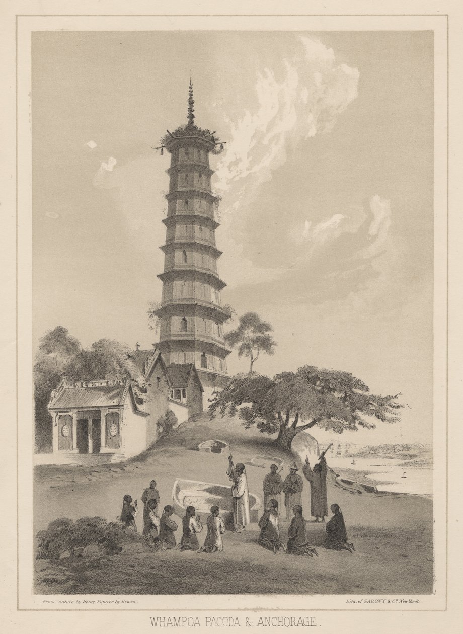 Pagode de Whampoa et mouillage, 1855 - Wilhelm Joseph Heine