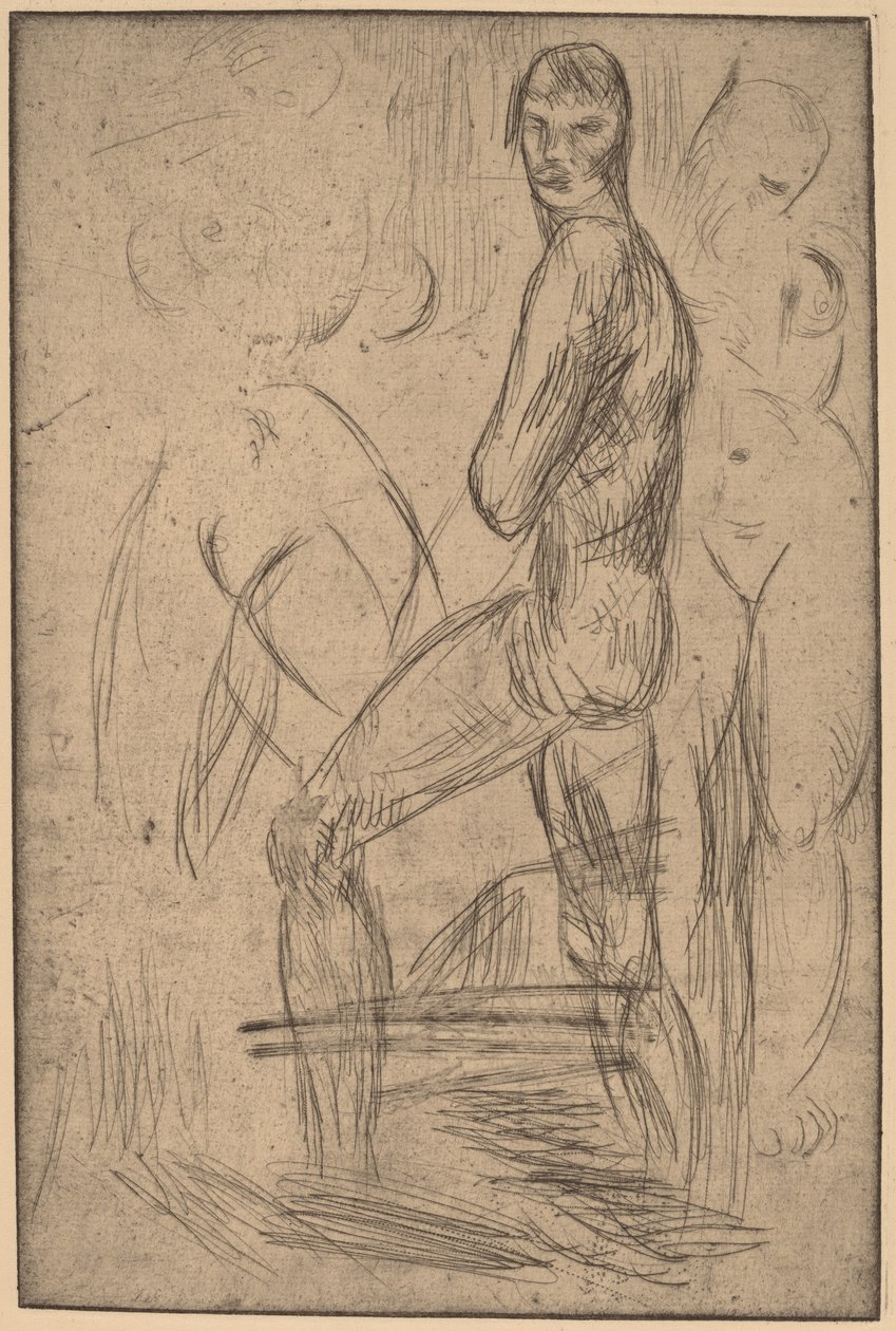Homme Nu Debout et Deux Femmes Nues - Wilhelm Lehmbruck