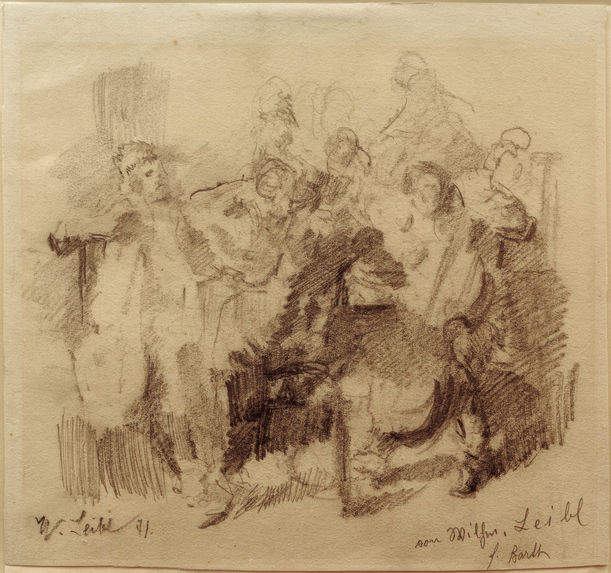 Esquisse pour "Le dîner" avec violoncelliste - Wilhelm Maria Hubertus Leibl