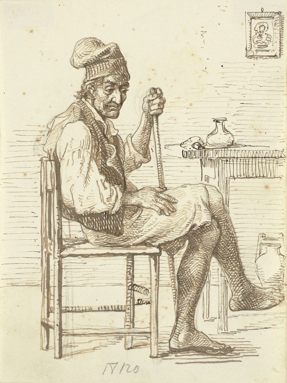Vieux pêcheur italien assis dans une pièce - Wilhelm Marstrand