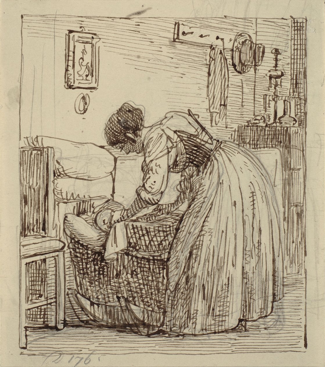 Italienne avec un enfant dans le berceau - Wilhelm Marstrand