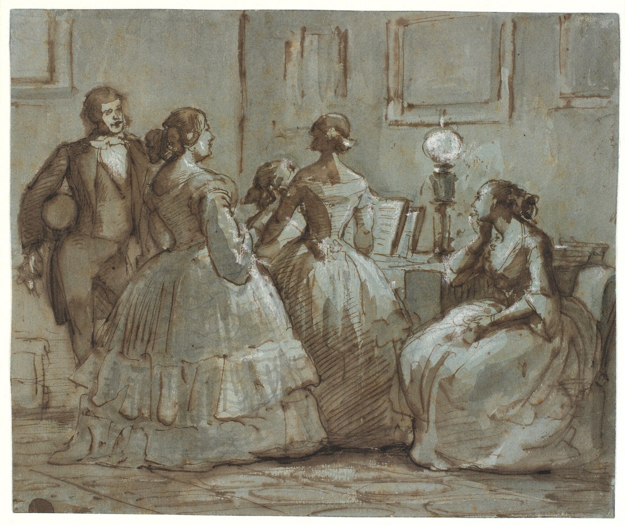 Scène de société à Copenhague, avec musique - Wilhelm Marstrand