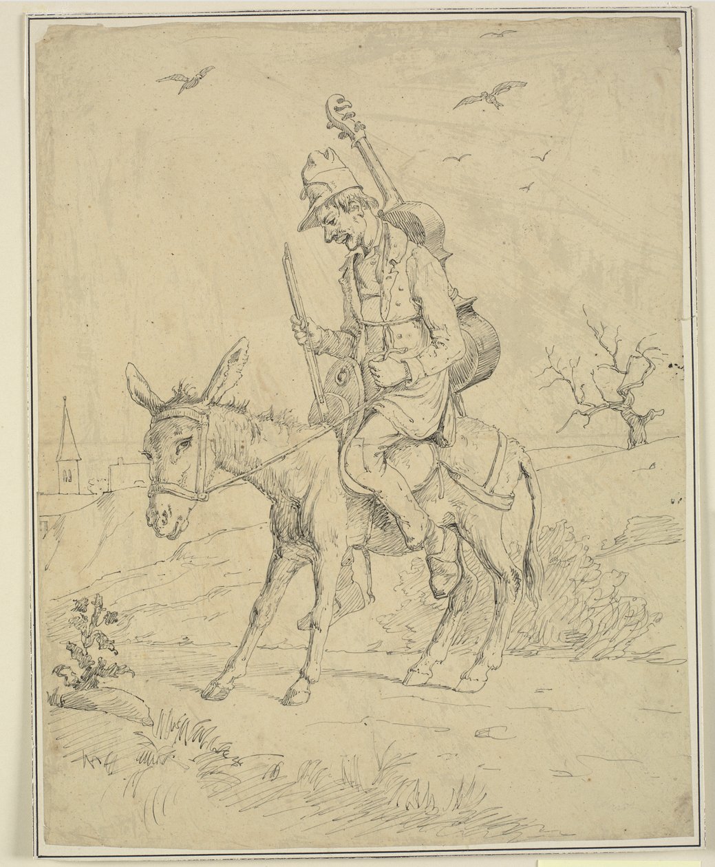 Joueur de violon sur un âne - Wilhelm Marstrand