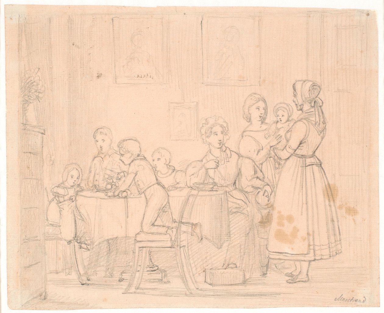 Esquisse pour le portrait de famille Waagepetersen - Wilhelm Marstrand