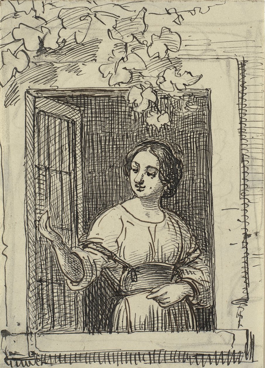 Jeune fille à une fenêtre - Wilhelm Marstrand