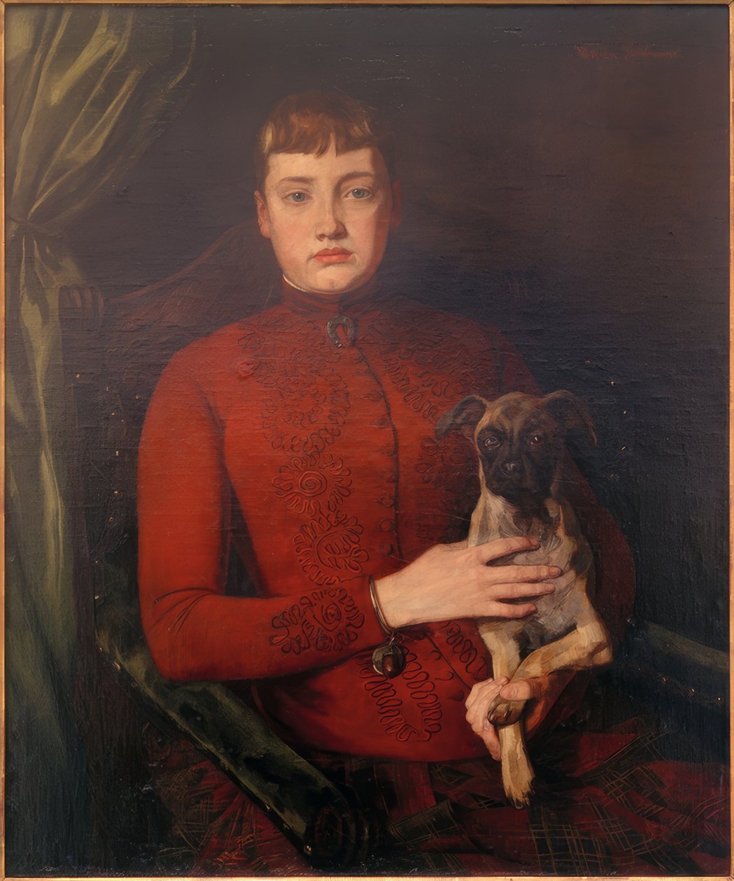 Dame avec un petit chien - Wilhelm Trübner