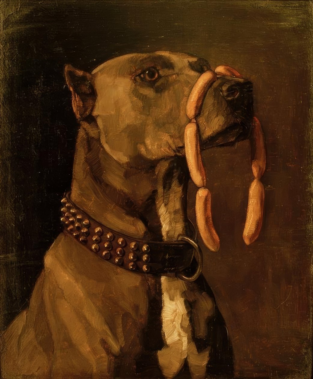 W. Trübner, Dogue avec saucisses - Wilhelm Trübner